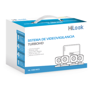 KIT TurboHD 1080p | DVR 8 canales con H.265+ | 4 Cámaras Bala Metálicas | Fuente de Poder | Accesorios de Instalación