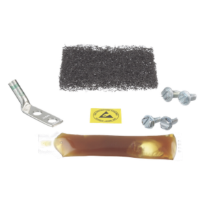 Kit de Puesta a Tierra ESD | Terminal 2 Orificios 45° | Espaciado 5|8" (15.9 mm) | Pasta Antioxidante 5cc | Tornillos 12-24 y M6