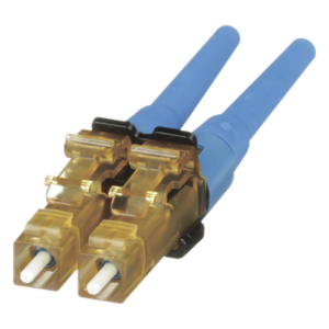 Conector de Fibra Óptica LC Duplex OptiCam, Monomodo 9|125 OS2, Pre-pulido, Color Azul