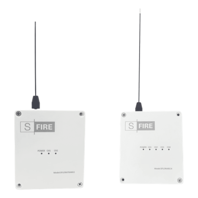 Kit Transmisor-Receptor Inalámbrico | Alcance 2500 m (8202 ft) | Frecuencia 433.92 MHz | 4 Salidas de Relé | Contacto Seco | -20°C a +80°C