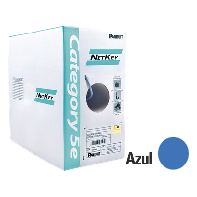 Bobina de Cable UTP 305 Metros (1000 Pies) de Cobre, NetKey, Azul, Categoría 5e (24 AWG), PVC (CM), de 4 Pares
