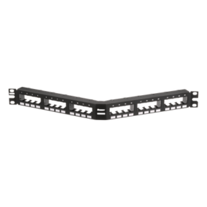 Panel de Parcheo Modular Mini-Com (Sin Conectores), Angulado, Sin Blindaje, Con Números Pre-Impresos, de 24 Puertos, 1UR