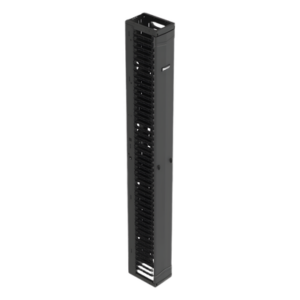 Organizador Vertical de Cables | Alta Densidad | 45 U | Ancho 8 in | Diseño Simple Frontal | ABS y Acero | Negro