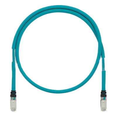 Patch Cord Cat6A de Grado Industrial 600V, Blindado SF|UTP, Calibre 26 AWG, Color Aqua, 10 Metros