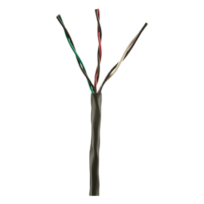 Bobina de Cable de Cobre de 3 Pares Clase 4 Para Sistemas FMPS, 16 AWG, Sin Blindaje, CMR (Riser), Uso Interior|Exterior, Color Negro, Carrete de 609 metros