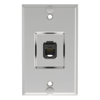 Placa de Pared Vertical | 1 Puerto Keystone | Cat5e | Acero Inoxidable | 114.3 mm (4.50 pulgadas)