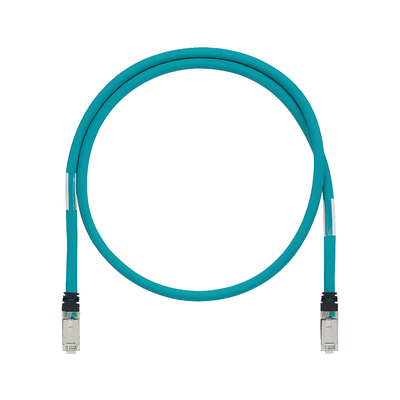 Patch Cord Cat6A de Grado Industrial 600V, Blindado SF|UTP, Calibre 26 AWG, Color Aqua, 15 Metros (49.21 Pies)