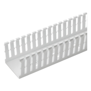 Canaleta Ranurada Tipo F | 82.6 mm Ancho | 104.1 mm Alto | 1.8 m Largo | 3.25 x 4.1 x 6 ft | PVC Sin Plomo | UL94V-0