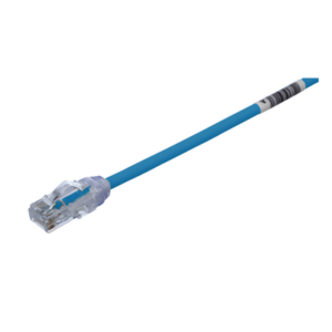Cable de Parcheo UTP Cat6A, CM|LSZH, Diámetro Reducido (28AWG), Color Azul, 0.61 Metros (2 Pies)