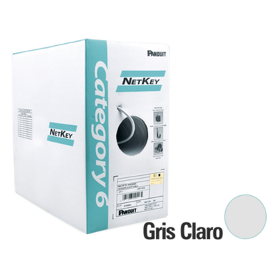 Bobina de Cable UTP 305 Metros (1000 Pies) de Cobre, NetKey, Reelex, Gris, Categoría 6 (24 AWG), 1000Mbps, PVC (CM), de 4 Pares