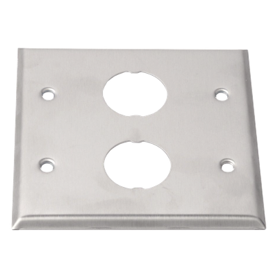 Placa de Pared Doble Industrial | 2 Puertos | Acero Inoxidable | 4.59x4.5x0.16 in | Montaje Vertical - Image 2