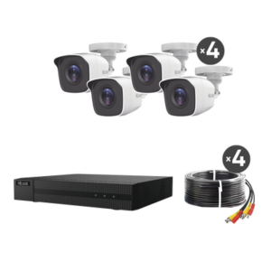 KIT TurboHD 1080p | DVR 8 canales con H.265+ | 4 Cámaras Bala Metálicas | Fuente de Poder | Accesorios de Instalación
